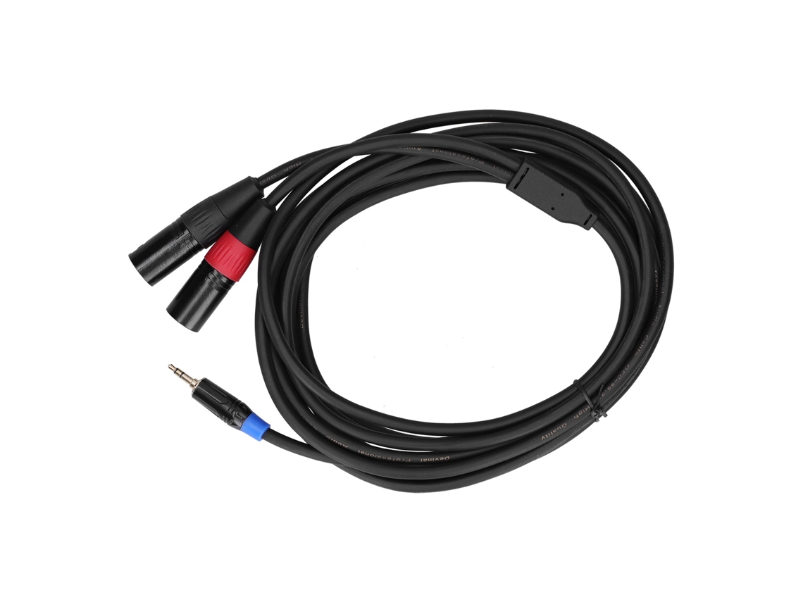 Cabo Conversor Adaptador 3.5mm Estéreo Macho Para 2 Xlr Macho Plug Conector Áudio 5m