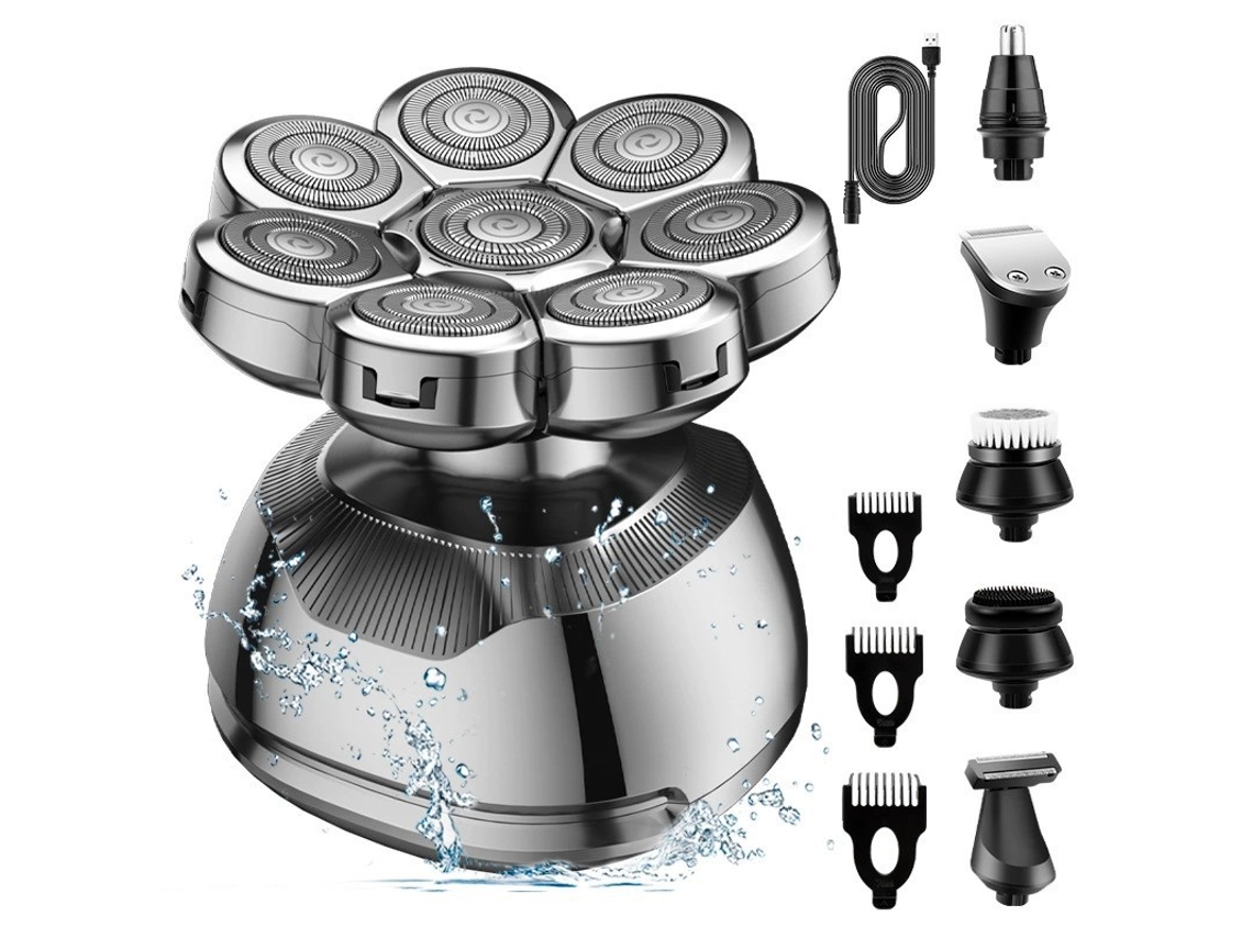 Kit Afeitadora Eléctrica Lk-8810, 8 Cuchillas Flotantes + 6 Accesorios Para Calvicie, Corte Y Cuidado, Usb Y Resistente Al Agua