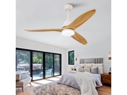 Ventilador De Techo 52'' Madera Natural Con Luz Regulable Y Motor Dc Reversible