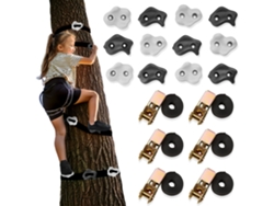 Kit de escalada de árboles con 12 presas, 6 correas con clickers, máximo 91 kg, pista de obstáculos para niños. Mamabrum
