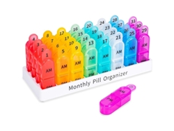 Organizador Mensual De Pastillas (31 Días, Mañana Y Tarde) Para Vitaminas, Suplementos Y Medicamentos.