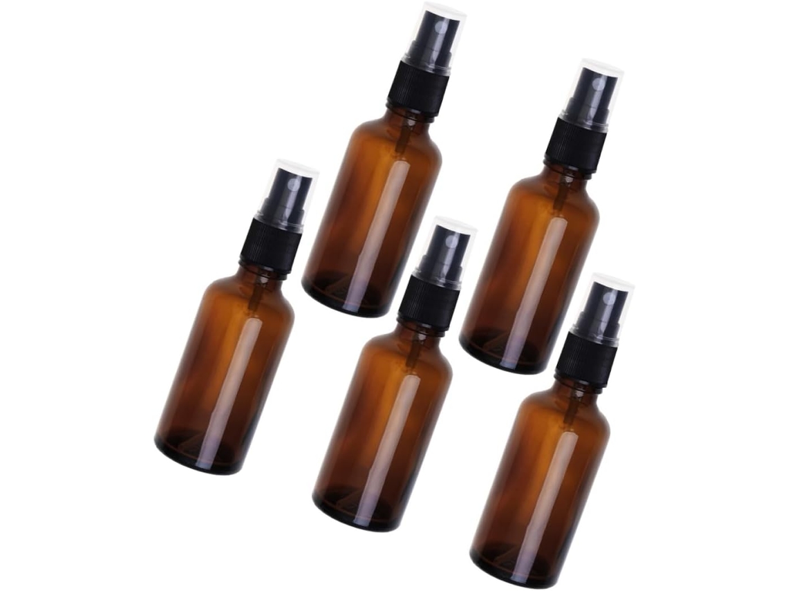Juego De 5 Botellas Pulverizadoras Vacías De Color Marrón, Recargables Para Viajes.