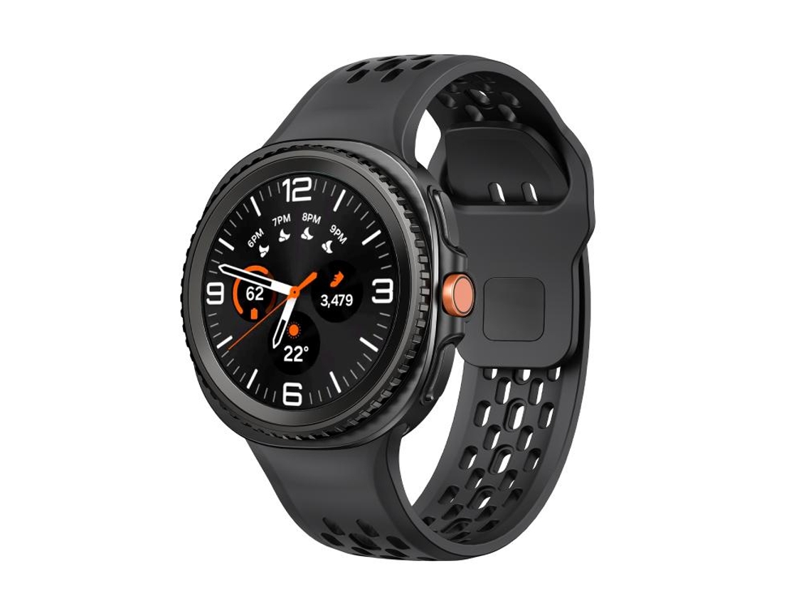 Correa para Samsung Galaxy Watch 8 / 8 Classic - Silicona negra con hebilla invertida de estilo clásico