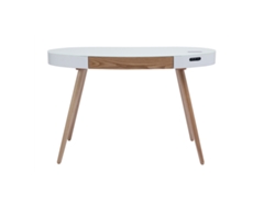 Escritorio Conectado Multimedia Vidrio Blanco Y Madera Clara Handy MILIBOO