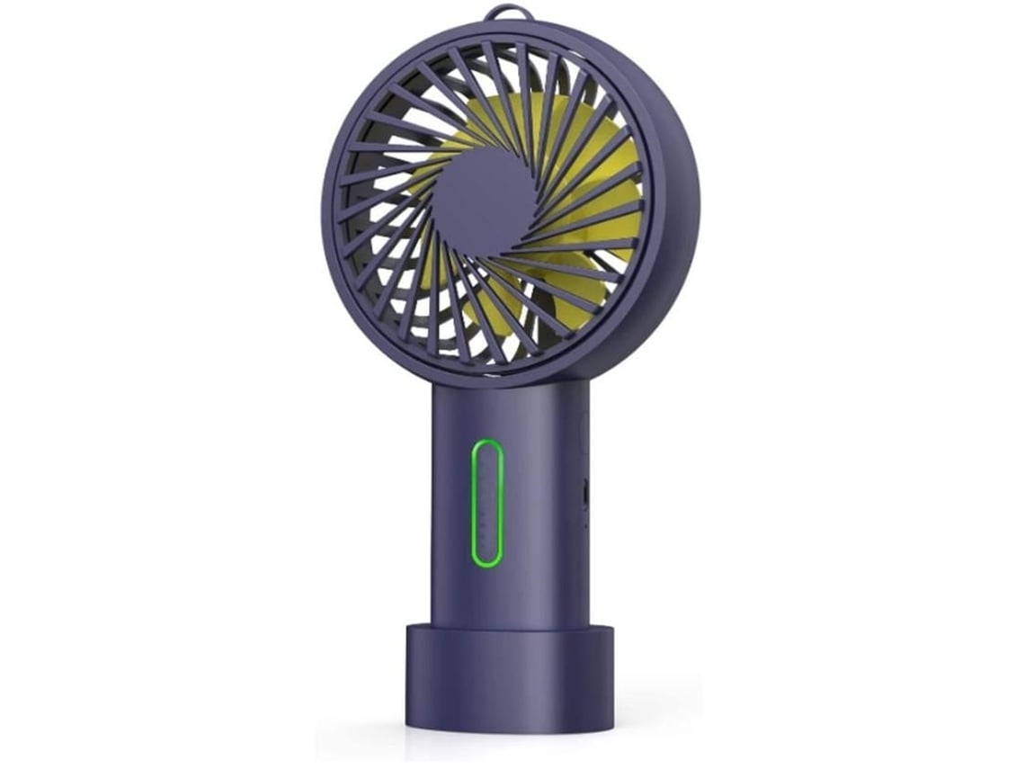 Ventilador de mano Mini ventilador de mano Ventilador portátil personal de 3 velocidades con ángulo ajustable Base extraíble Cable Gusshious Azul
