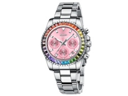 Reloj De Pulsera De Cuarzo Con Correa De Acero Inoxidable, Diamantes Y 6 Manecillas, Estilo Moderno Para Mujer (plateado Y Rosa).