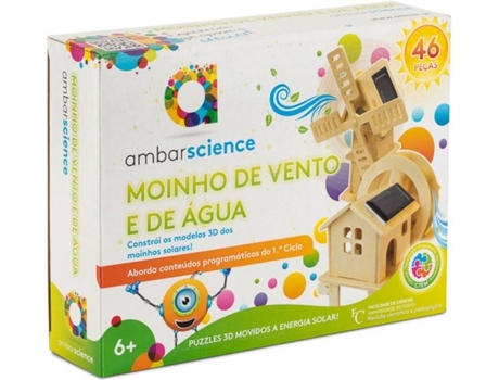 Puzzle 3D AMBARSCIENCE Molino de Viento y de Água (Edad Minima: 6 años)