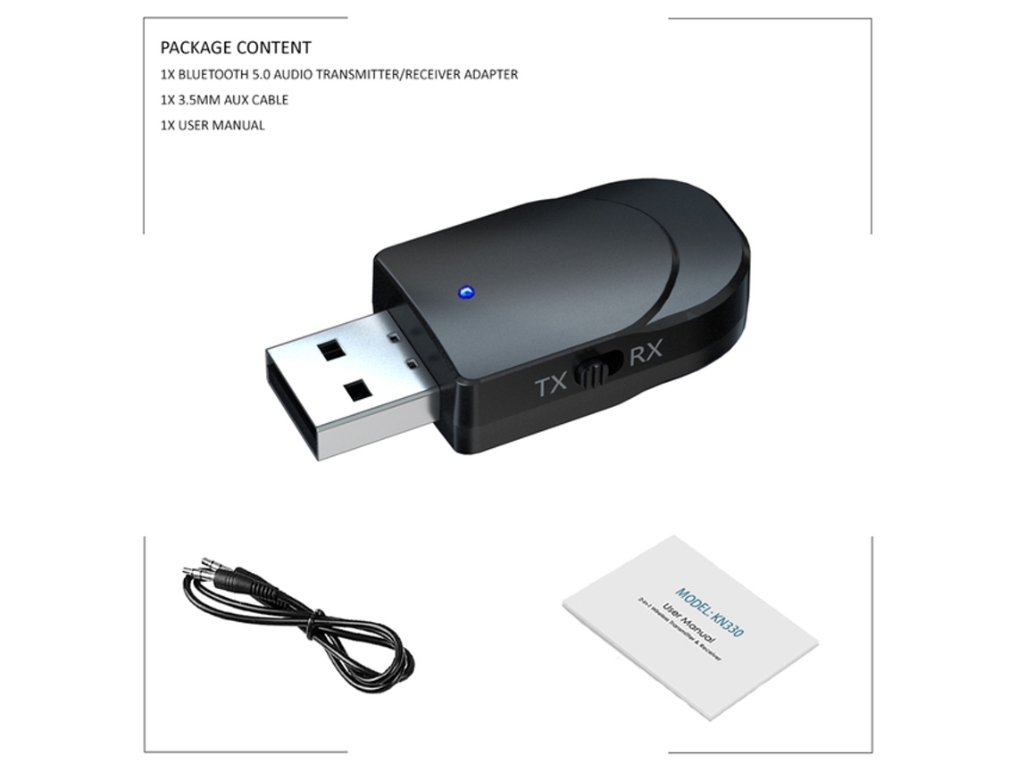 Mini transmisor receptor de Audio Bluetooth 5,0, conector de 3,5mm, AUX,  RCA, adaptador inalámbrico de música estéreo USB para auriculares de coche,  TV y PC