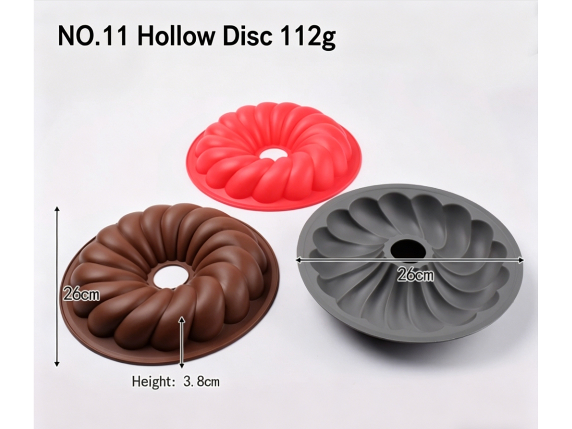 Molde de silicona para bizcocho Bundt - Gris, 26 cm, antiadherente, para hornear y desmoldar fácilmente.