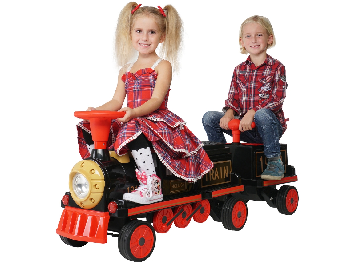 Tren eléctrico infantil con remolque, ferrocarril eléctrico, 3 plazas, 5 km/h, arranque suave, 180 vatios ACTIONBIKE
