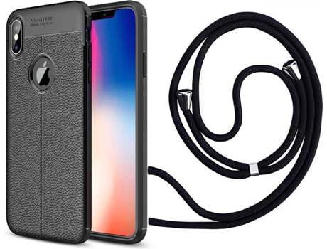 Funda iPhone XS MAX Rugged Leather con Collar Negro