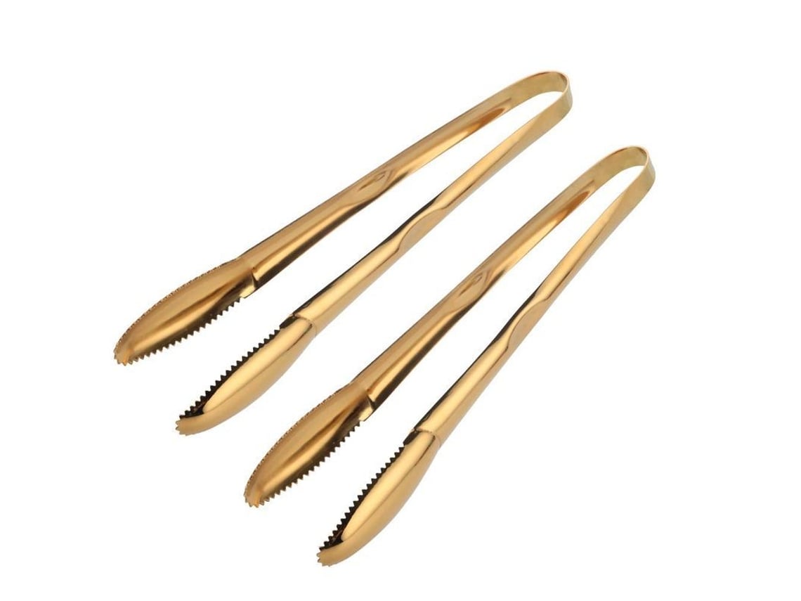 2026-34553-pinzas De Acero Inoxidable Para Comida Con Agarre Antideslizante 9 Pulgadas 2 Piezas