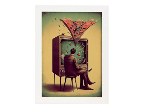 NACNIC Poster Roto En Estilo Surrealismo Cinematográfico Ilustraciones Y Grabados De Historieta Abstracta Y Artística A4 Marcos Negros