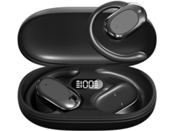 Auriculares Bluetooth con gancho para la oreja, Bluetooth 5.3, resistentes al agua IPX7, estuche de carga inalámbrica, sonido estéreo con bajos potentes, color negro