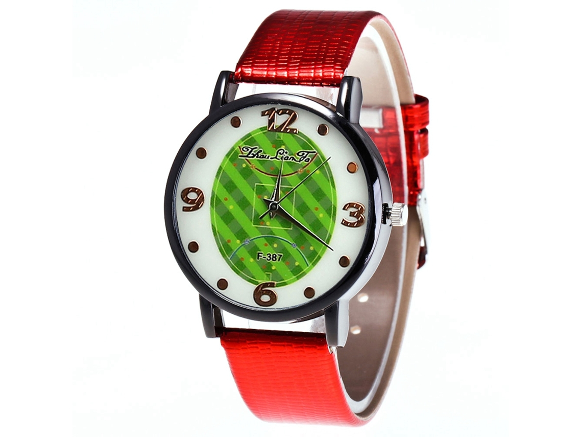 Reloj De Pareja Unisex De Cuarzo Con Correa De Cuero Pu Zhoulianfa Rojo