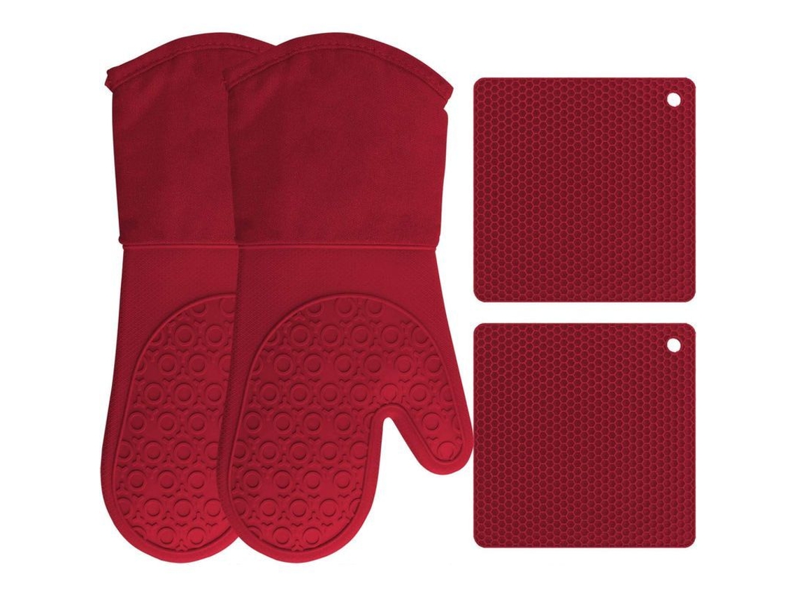2026da-set De 4 Piezas: Guantes De Horno Y Posavasos De Silicona Resistente Al Calor, Antideslizante, Para Cocina