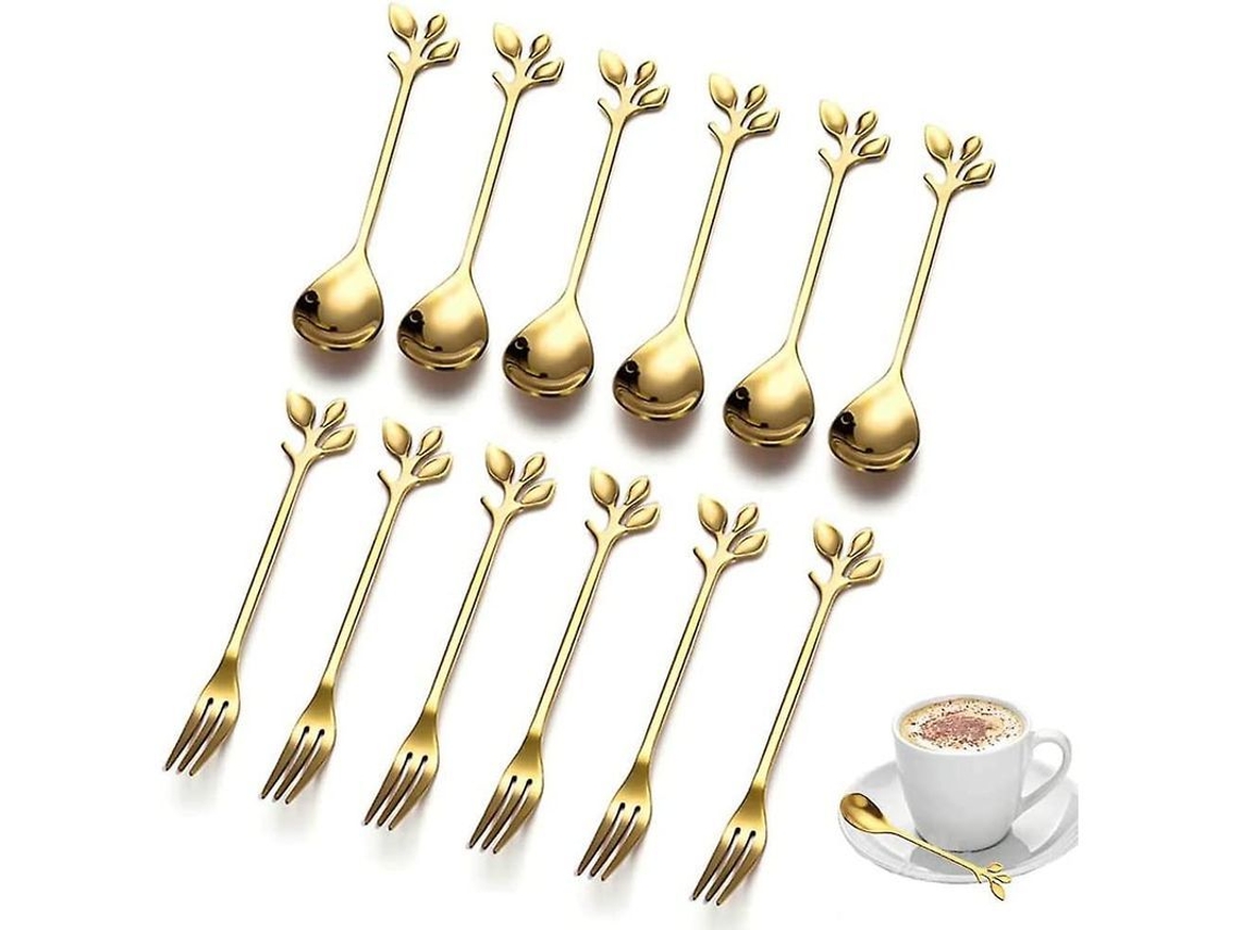 Juego De Cubiertos De Acero Inoxidable De 12 Piezas Con Cuchara Y Tenedor Para Café, Regalo Para Fruta