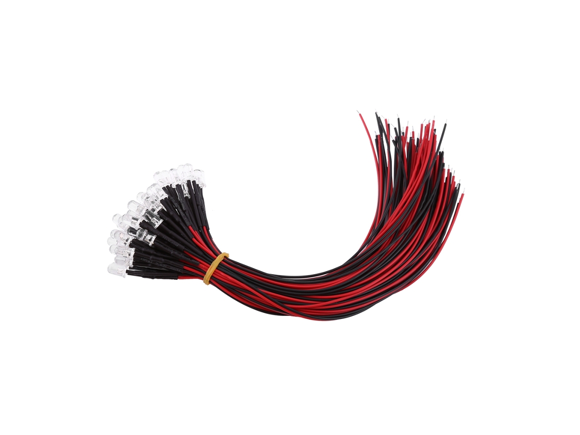 50 Diodos Led Difusores Precableados De 12 V Y 5 Mm Con Luz Multicolor De Parpadeo Lento.