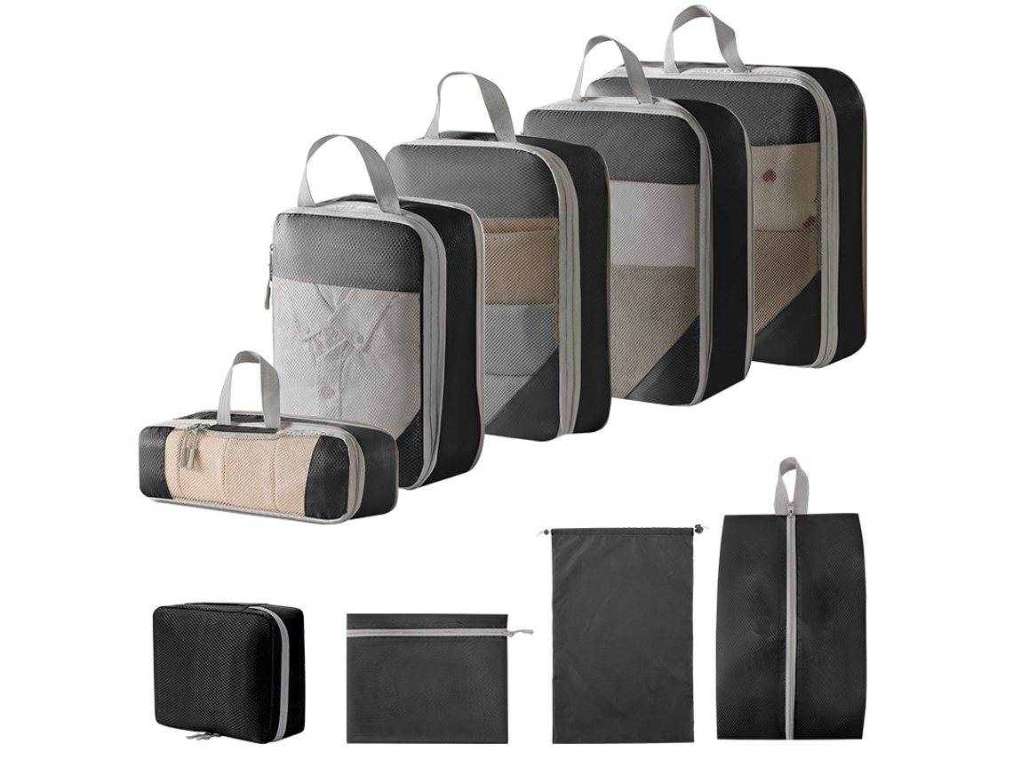 Conjunto De Bolsas Organizadoras Para Malas, Pacote Com 9 Chrui (preto)