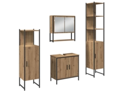MAISON EXCLUSIVE Conjunto de muebles de baño con estante, 4 piezas, marrón