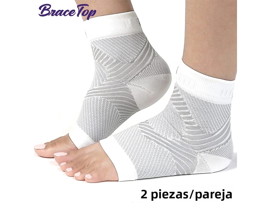 Par de tobilleras y calcetines de compresión para fascitis plantar, que ofrecen soporte para el arco plantar. Mdug (blanco, L XL)