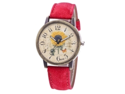 Reloj De Pulsera Retro Unisex Zhoulianfa Con Diseño De Girasol Y Correa De Lona Rosa Fucsia.