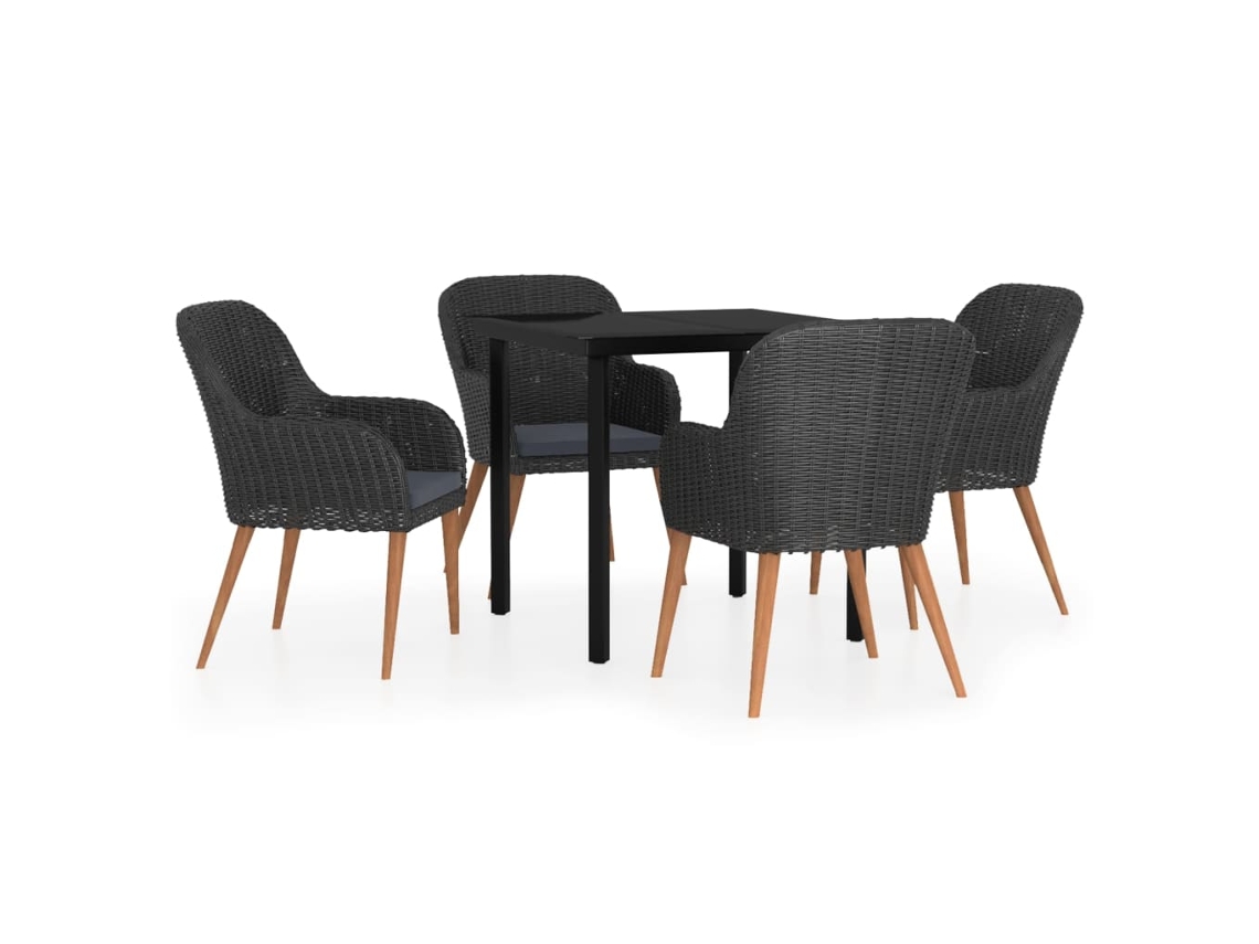Maison Exclusive - Juego De Comedor De Jardín 5 Piezas Con Cojines Negro