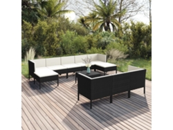 Conjunto de jardín de 11 piezas con cojines de mimbre negros de DKD Home Decor