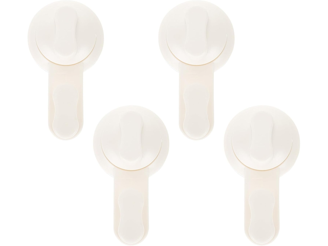Juego de 4 ganchos de succión de pared de PP reutilizables y duraderos para cocina y baño.