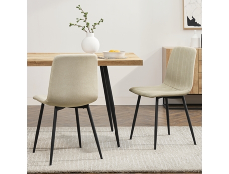 Juego de 2 sillas de comedor Elsern tela (100% poliéster) y acero 89 x 43 x 51 cm - Beige [en.casa]