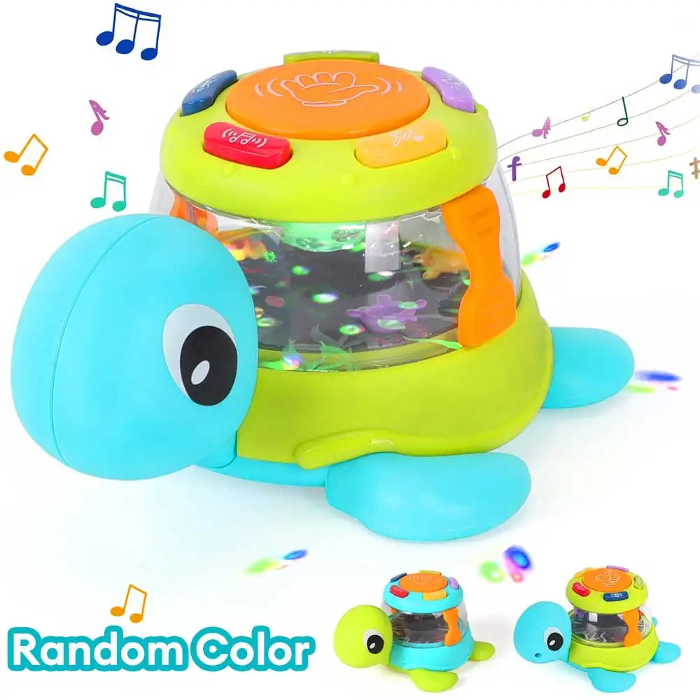(tambor De Tortuga) Tambor Musical De Mano Con Forma De Tortuga, Juguete Para Gatear, Con Luces De Colores.