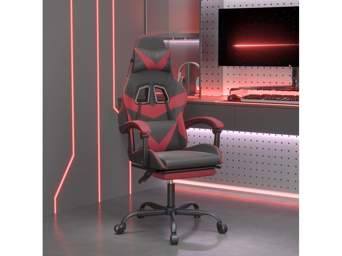 Silla Gaming Giratoria Y Reposapiés Cuero Sintético