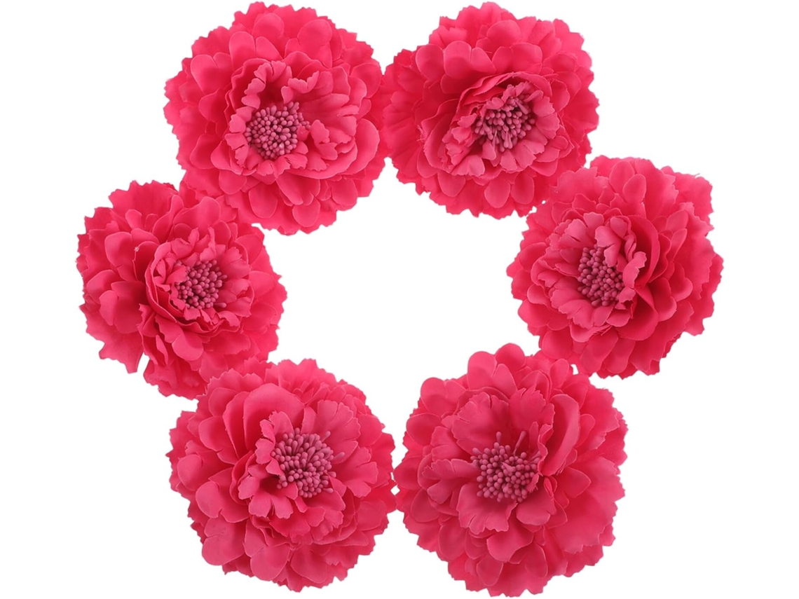Barrettes À Fleurs De Pivoine Artificielle Accesorios Cheveux Mariage Bohème Chic Lot De 6 En Ti...