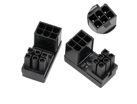 Adaptador HURRISE Atx de 6 pines para tarjeta gráfica de PC, conector hembra a macho de 180 grados