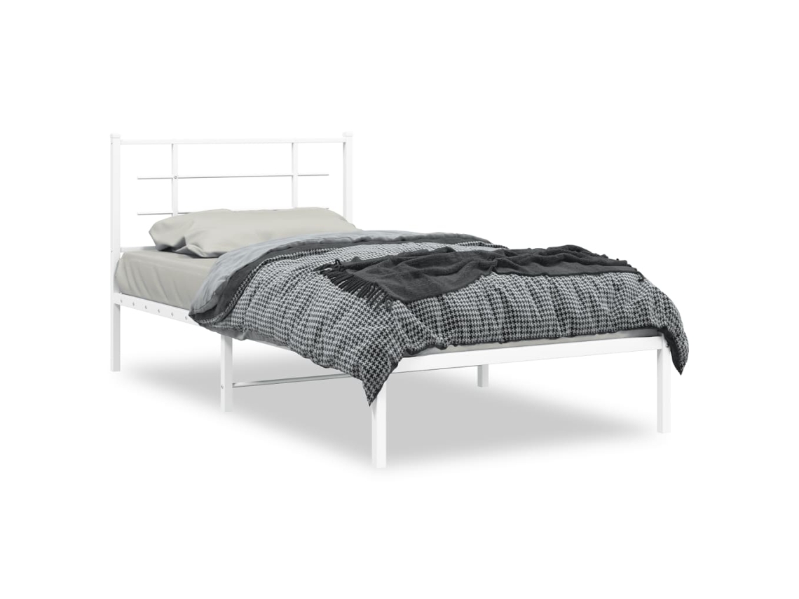 Maison Exclusive - Estructura Cama Sin Colchón Con Cabecero Metal Blanco 100x200cm