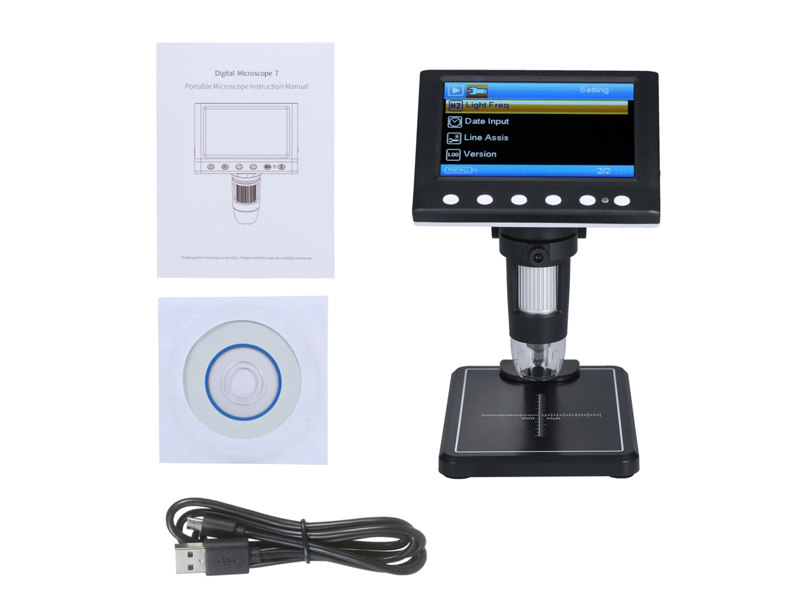 Microscopio Digital Portátil Con Pantalla Lcd De 4,3 Pulgadas, Aumento De 1000x, Cámara Y 8 Led Ajustables.