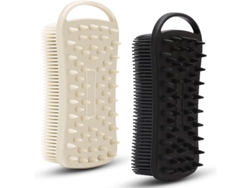 Cepillo De Baño De Silicona 2 En 1, Esponja Exfoliante Para Piel Sensible, Gris Y Negro, 2 Unidades.
