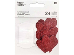 24 Colgantes RICO DESIGN de Corazón Rojo
