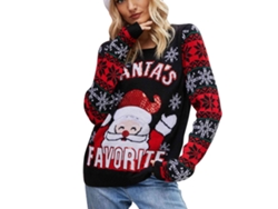 2026altiro-suéter De Navidad Para Mujer Con Patrón De Copos De Nieve Y Papá Noel Cuello Redondo Tejido Negro Talla S