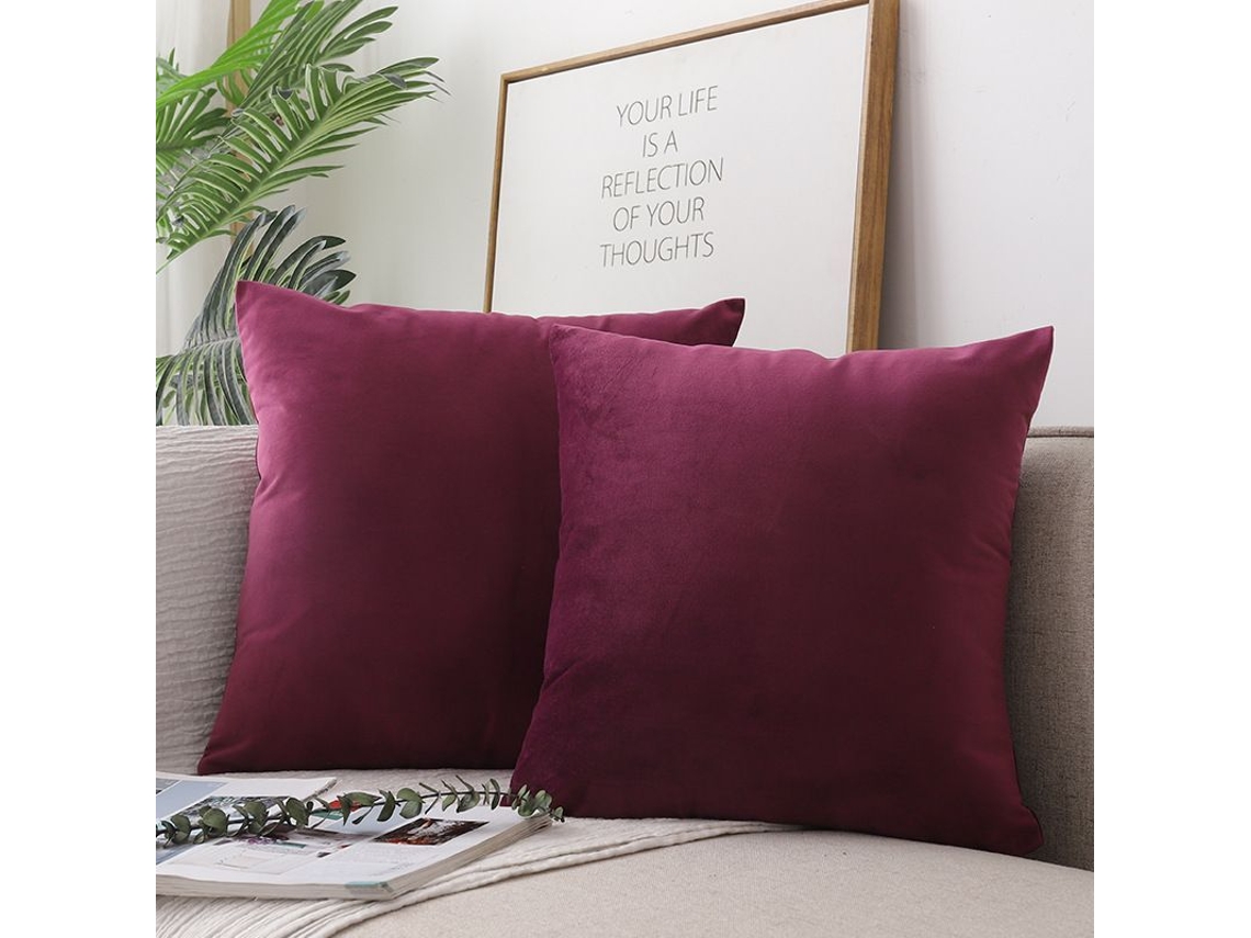 2026-funda De Almohada Cuadrada De Terciopelo De Dos Piezas, Suave Y Lujosa Color Sólido, 45x45 Cm, Morado Dai