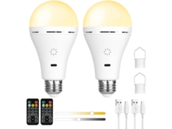 Lámpara LED recargable con control remoto, control táctil e intensidad ajustable, paquete de 2. Nicecee