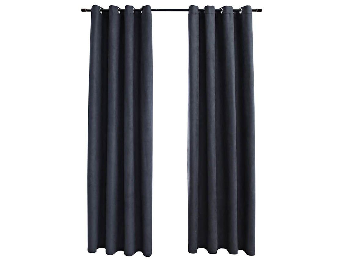 Maison Exclusive - Cortinas Opacas Con Aros De Metal 2 Piezas Antracita 140x245 Cm