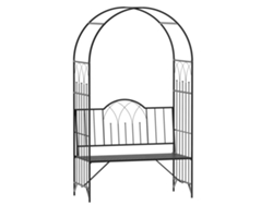 Banco Con Forma De Arco Para Rosas, 121x50x203cm, Soporte De Metal Para Terraza O Jardín.