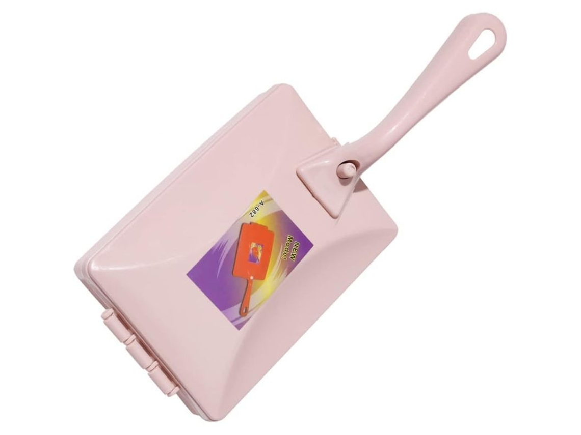 Cepillo Para Alfombras Y Suciedad, Barredora Manual Multifuncional De Dos Ruedas, Color Rosa.
