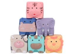 6 Bloques De Silicona Suave Para Bebés De 6 Meses En Adelante, Con Textura De Animales, Juguete Educativo Para Apretar.