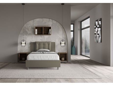 AnnalisaITYHOME Media cama tapizada sin somier (120 x 190 cm - Paneles de melamina y piel sintética)