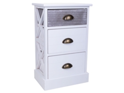 Mesita de Noche WANDERLUST DECO (Madera de Paulownia y Mdf - Blanco - 35 x 25 x 57 cm)