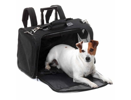 FLAMINGO Bolsa de transporte de mascotas negra Smart Trolley Norton