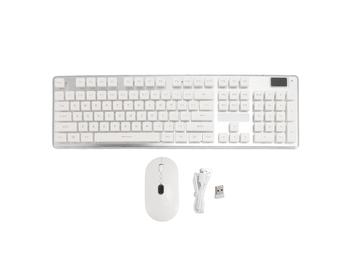 Conjunto de teclado y ratón inalámbricos para juegos con carga tipo CE y retroiluminación para XP 10 8 7 - Blanco