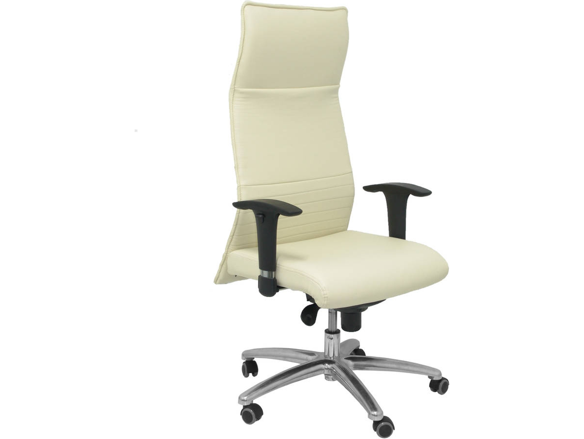 Silla de Escritorio Ejecutiva PYC Albacete XL Blanco con ruedas de parqué (Brazos ajustables - Piel Sintética)